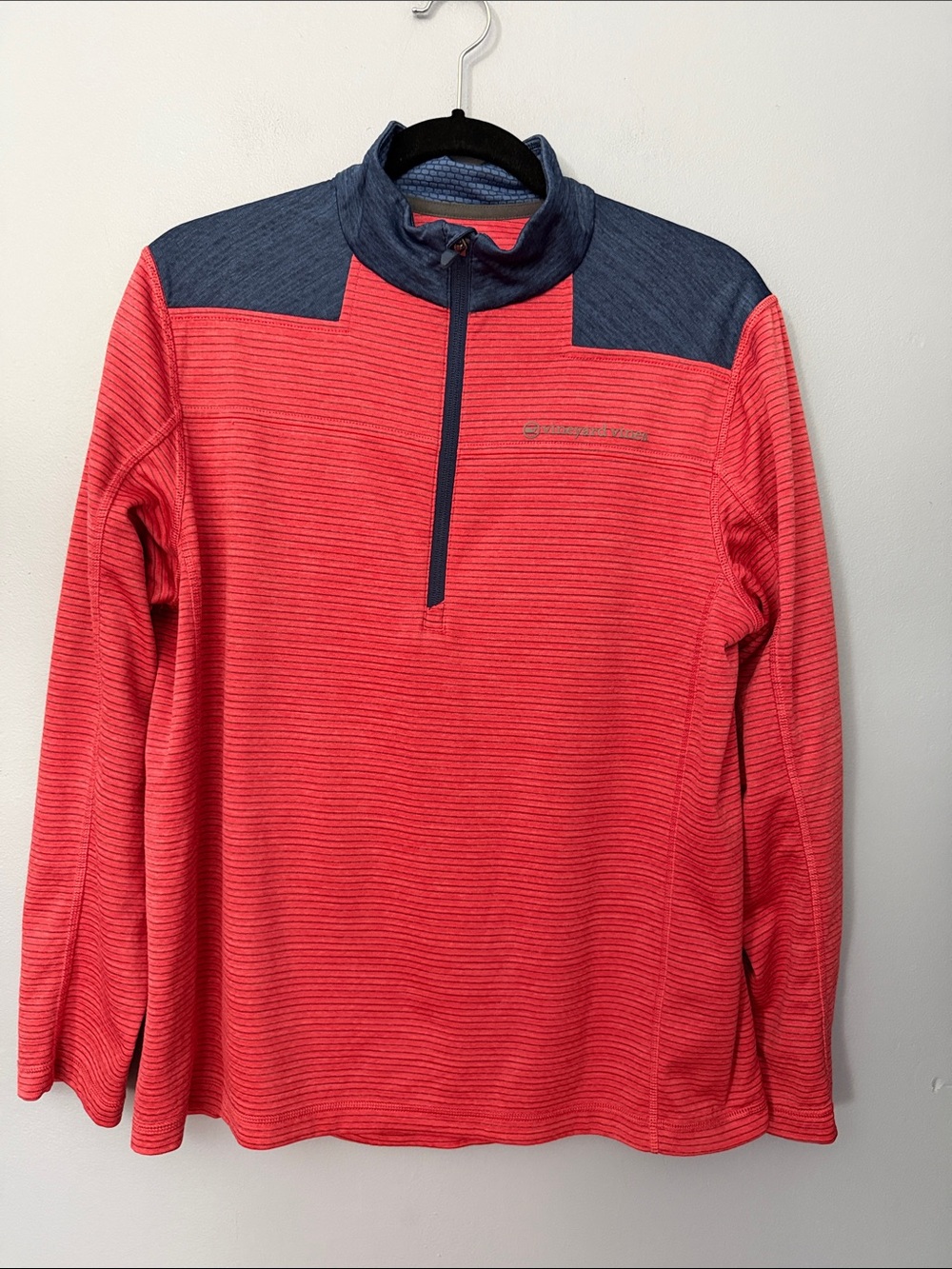 Vineyard Vines Striped Sankaty 1/2-Zip Pullover Sz M Preppy Performance
